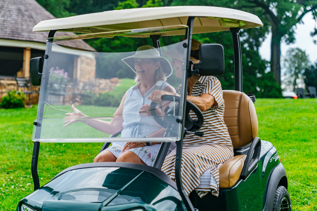 Evolution UV-blocking windshield on Club Car golf cart