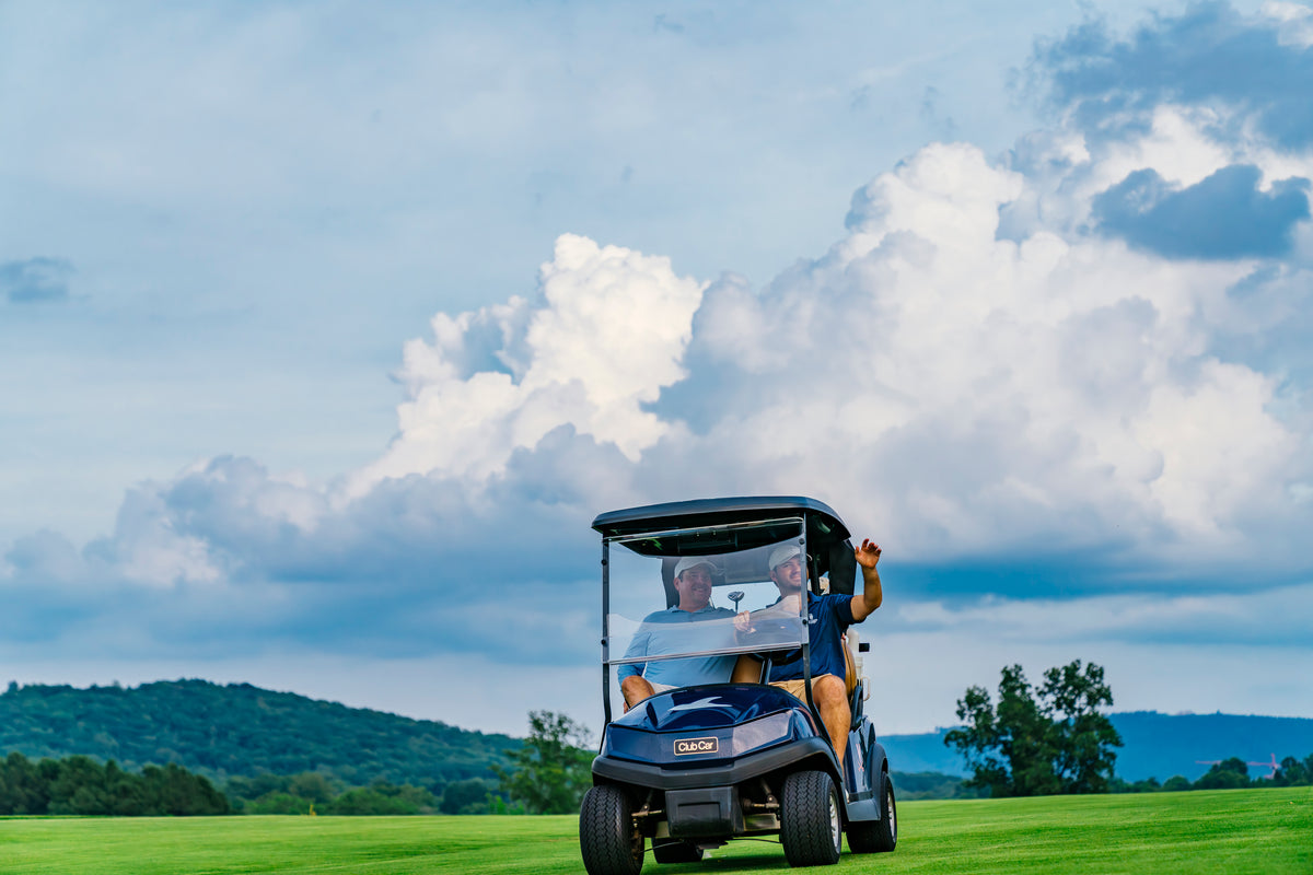 Club Car Precedent golf cart with UV Blocking Evolution Windshield