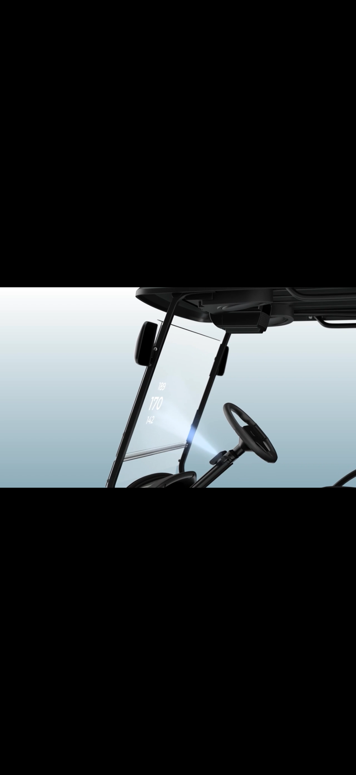Heads-Up Display on golf cart windshield
